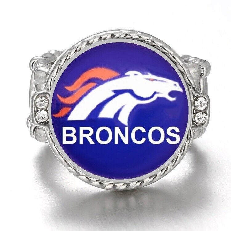 Special Denver Broncos Silver Women'S Crystal Accent Football Ring W Giftpkg D12