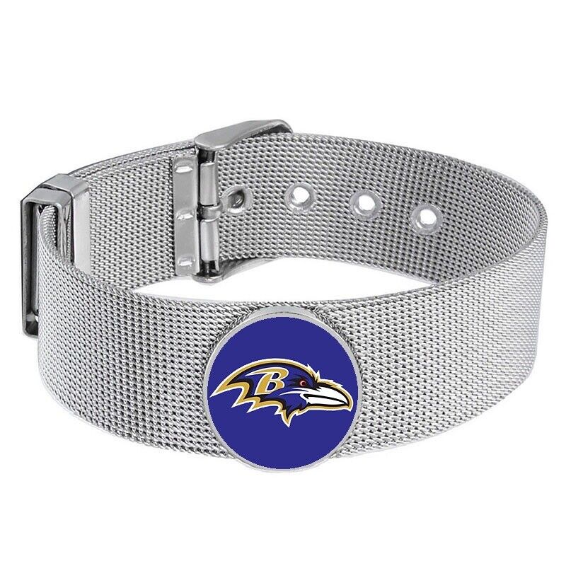 Baltimore Ravens Mens Womens Silver Adjustable Bracelet W Gift Pkg D6