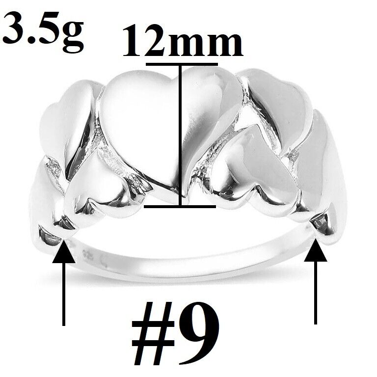 RACHEL GALLEY Solid 925 Sterling Silver Women's Heart Ring 3.50g D856