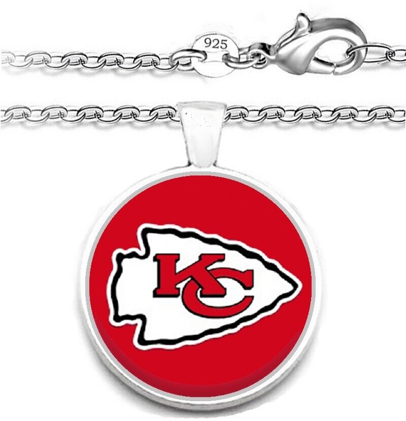 Kansas City Chiefs Mens Womens 925 Silver Link Chain Necklace With Pendant A1