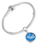 Los Angeles Dodgers Womens Sterling Silver Snake Link Bracelet Baseball Gift D13