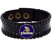 Minnesota Vikings Men'S Women'S Black Leather Bracelet Bangle D8-1