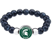 Michigan State University Spartans Womens Mens Black Bead Chain Bracelet Gift D1