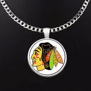 Large Chicago Blackhawks Necklace Stainless Steel Chain Hockey Free Ship' D5