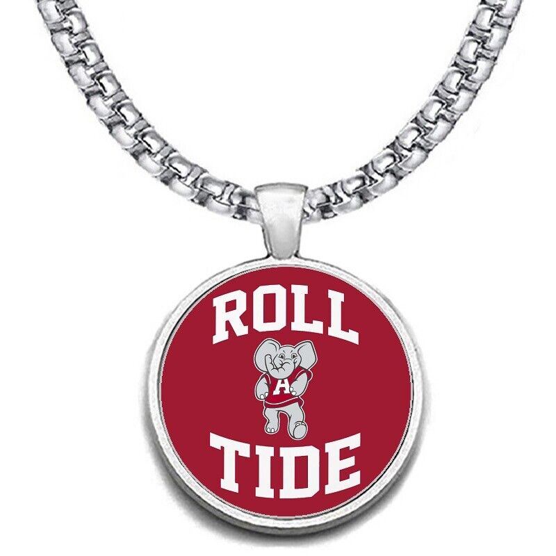 Large Alabama Crimson Roll Tide Mens 24" Chain Pendant Necklace Free Ship' D30