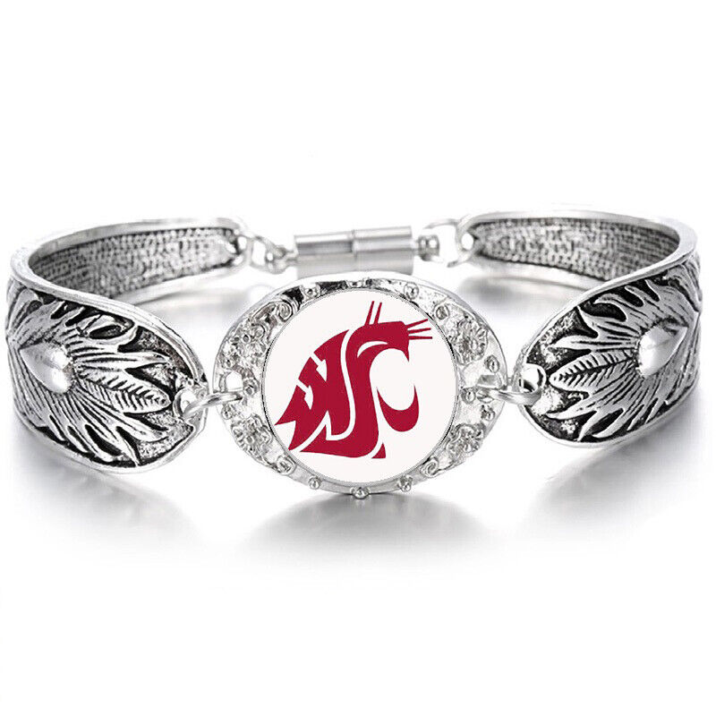 Washington State Cougars Wsu Womens Sterling Silver Bracelet Football Gift D3Wbg
