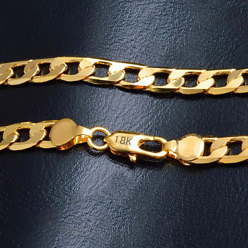 18k Yellow Gold Womens 20" Stylish 4mm Curb Box Link Chain Necklace