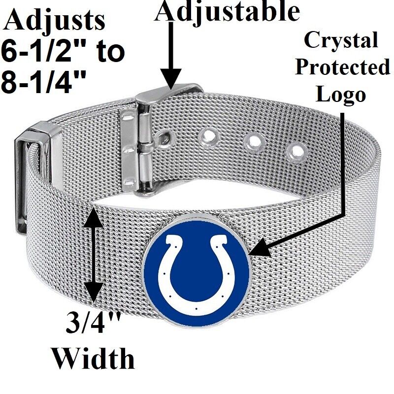 Indianapolis Colts Mens Womens Silver Adjustable Bracelet w Gift Pkg D6