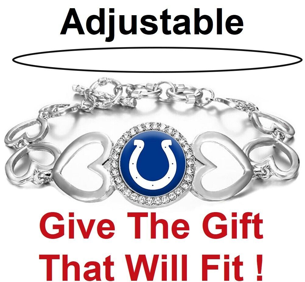 Indianapolis Colts Womens Heart Link Adjust. Bracelet W Gift Pkg D27