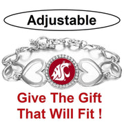 Washington State Cougars Womens Silver Link Bracelet W Gift Pkg D27