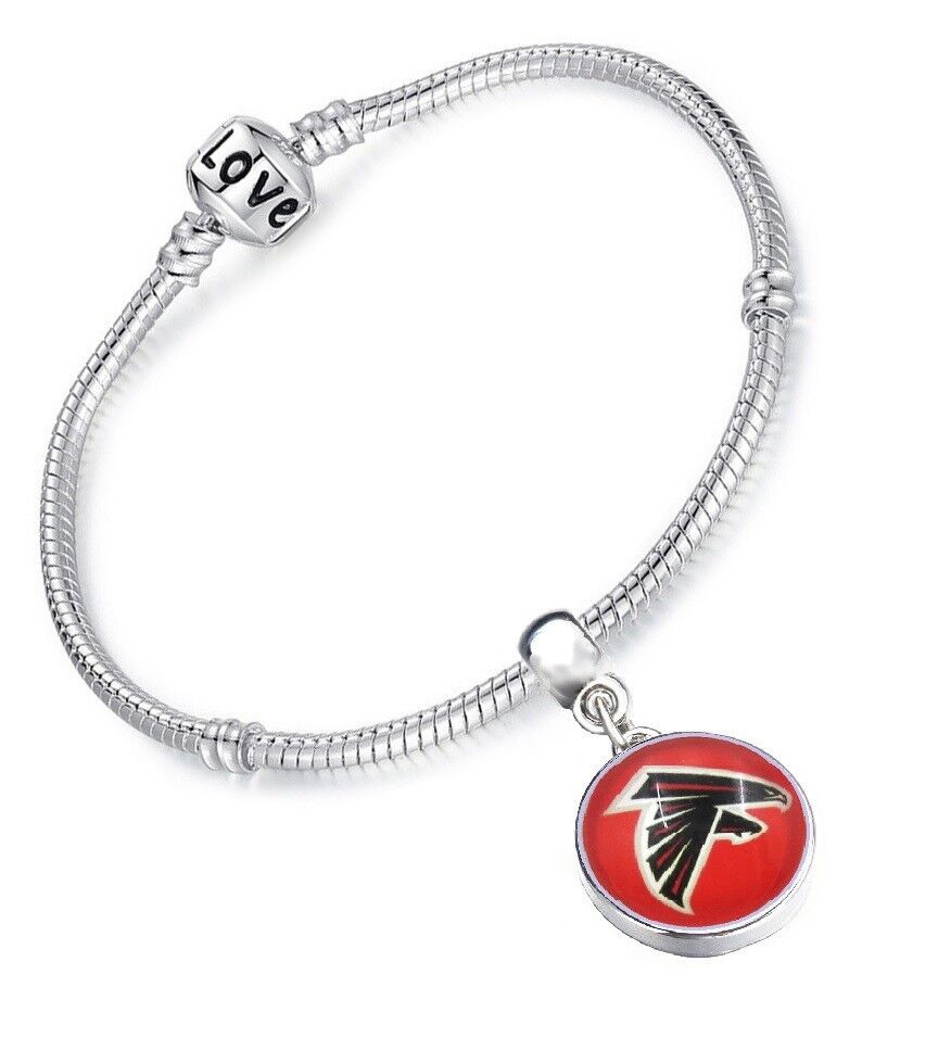 Atlanta Falcons Womens Sterling Silver Snake Link Bracelet Football Gift D13