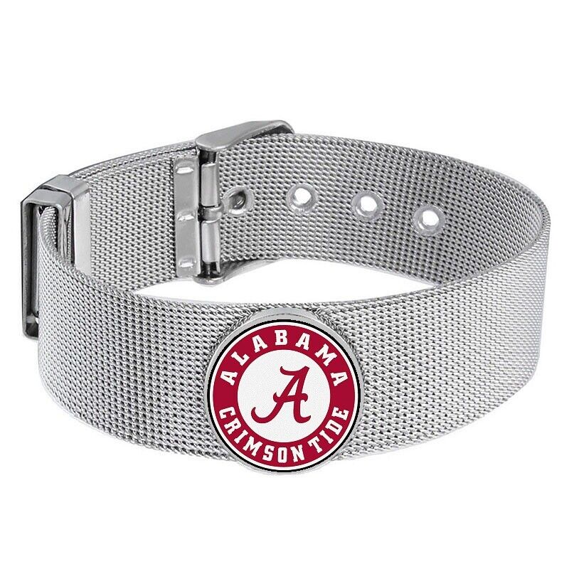 Alabama Crimson Tide Mens Womens Silver Adjustable Bracelet W Gift Pkg D6