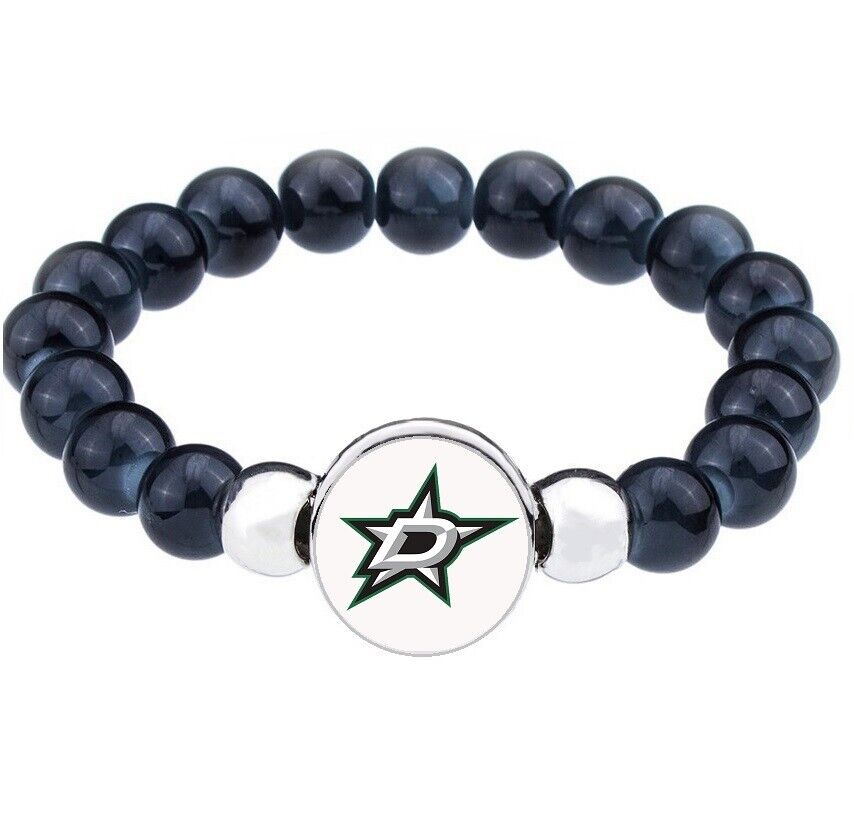 Dallas Stars Women'S Men'S Black Beaded Bracelet W Gift Pkg D1