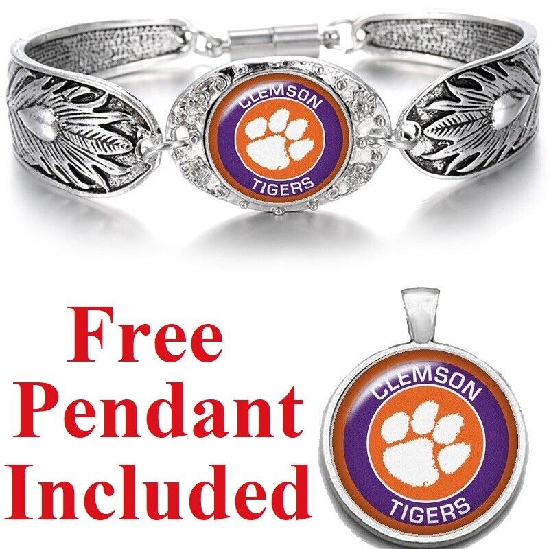 Clemson Tigers Women'S Sterling Silver Bracelet College Gift D3