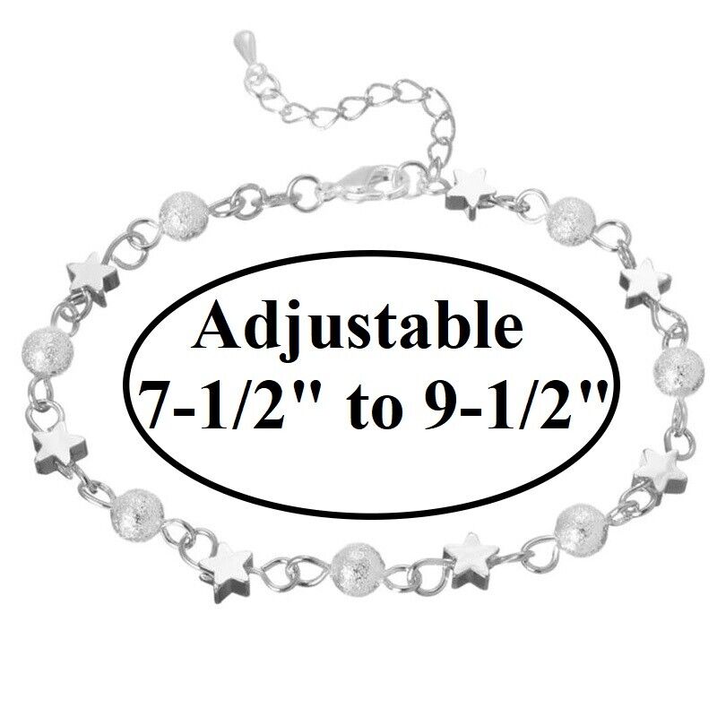 925 Silver Women's Chain Link Adjustable Anklet Ankle Bracelet w GiftPkg D705