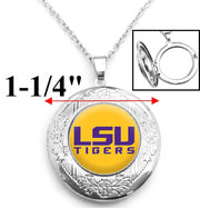 Lsu Tigers Yellow Womens Sterling Silver Link Chain Necklace Locket D16