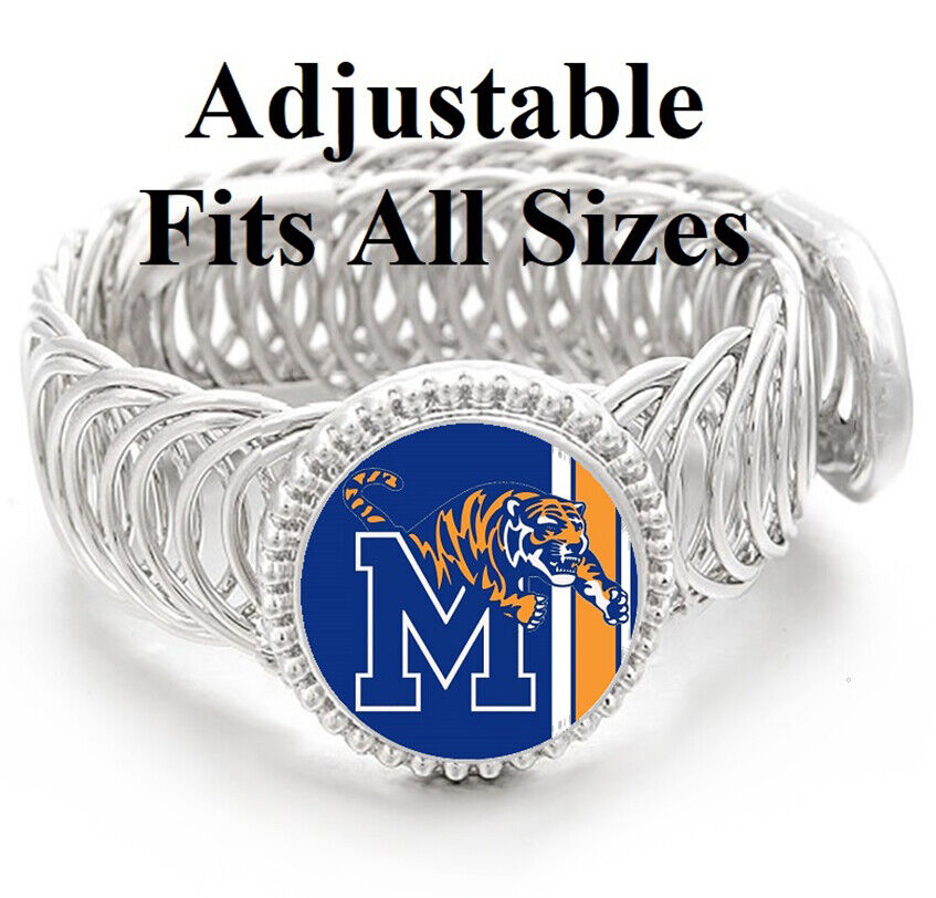 University Memphis Tigers Mens Silver Adjustable Bracelet Jewelry Gift D11