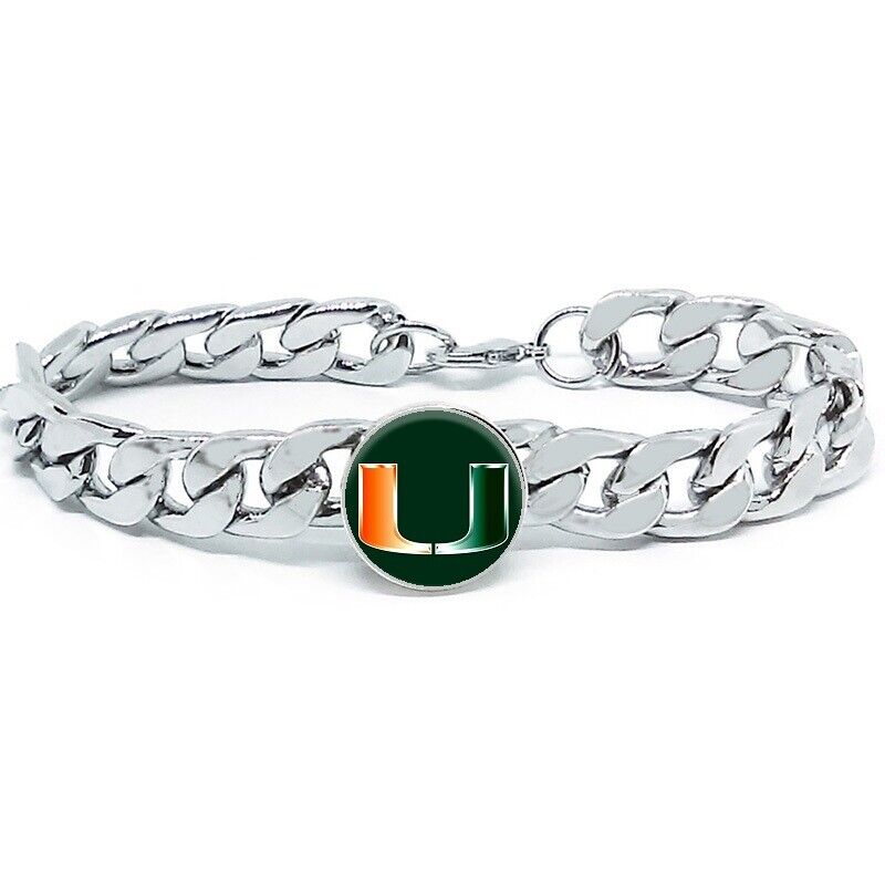 Miami U Hurricanes Mens Link Chain Bracelet University State College Gift D4