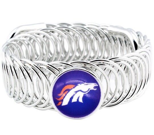 Denver Broncos Football Sterling Silver Mens Womens Wrap Bracelet + Giftpkg D11