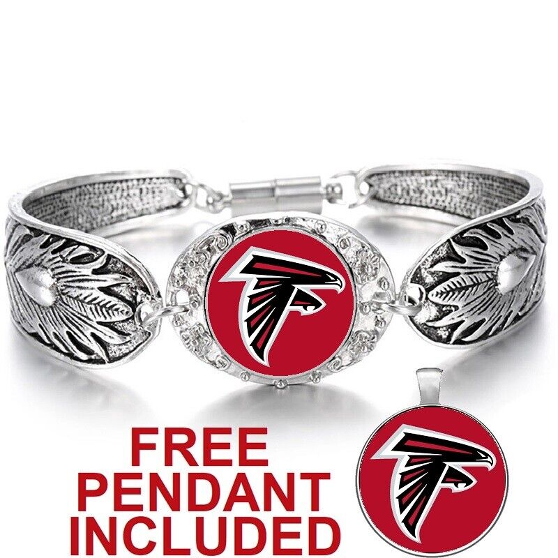 Atlanta Falcons Women'S Sterling Silver Bracelet Football Gift W Gift Pkg D3