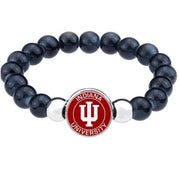 Indiana University Hoosiers Womens Mens Black Bead Chain Bracelet Gift D1