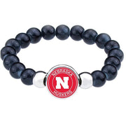 University Of Nebraska Cornhuskers Womens Mens Black Bead Chain Bracelet Gift D1