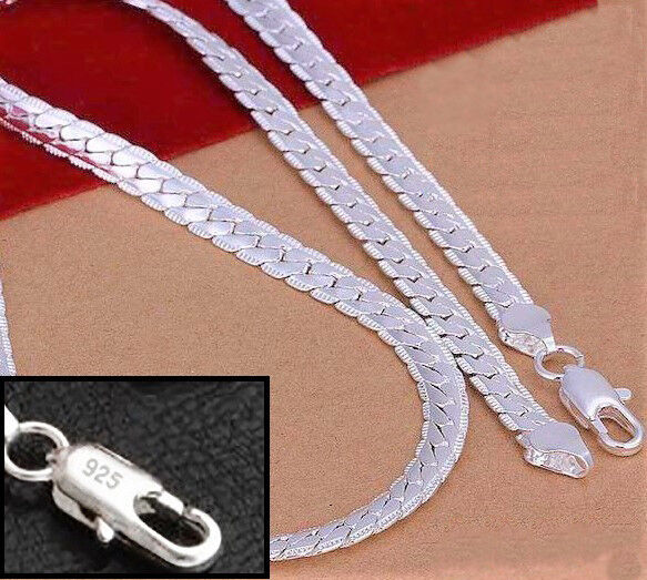 925 Sterling Silver Necklace Womens Curb Link Snake Chain D543G