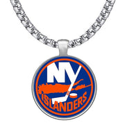 Large New York Islanders 24" Necklace Stainless Steel Chain Hockey Free Ship D30
