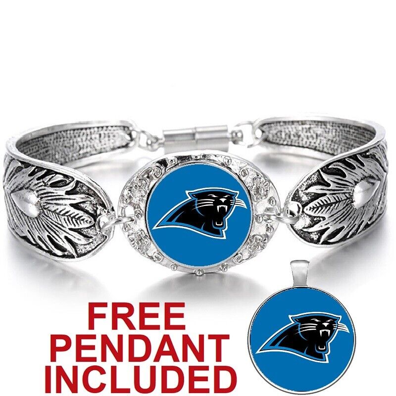Carolina Panthers Women'S Tibetian Silver Bracelet Football Gift W Gift Pkg D3