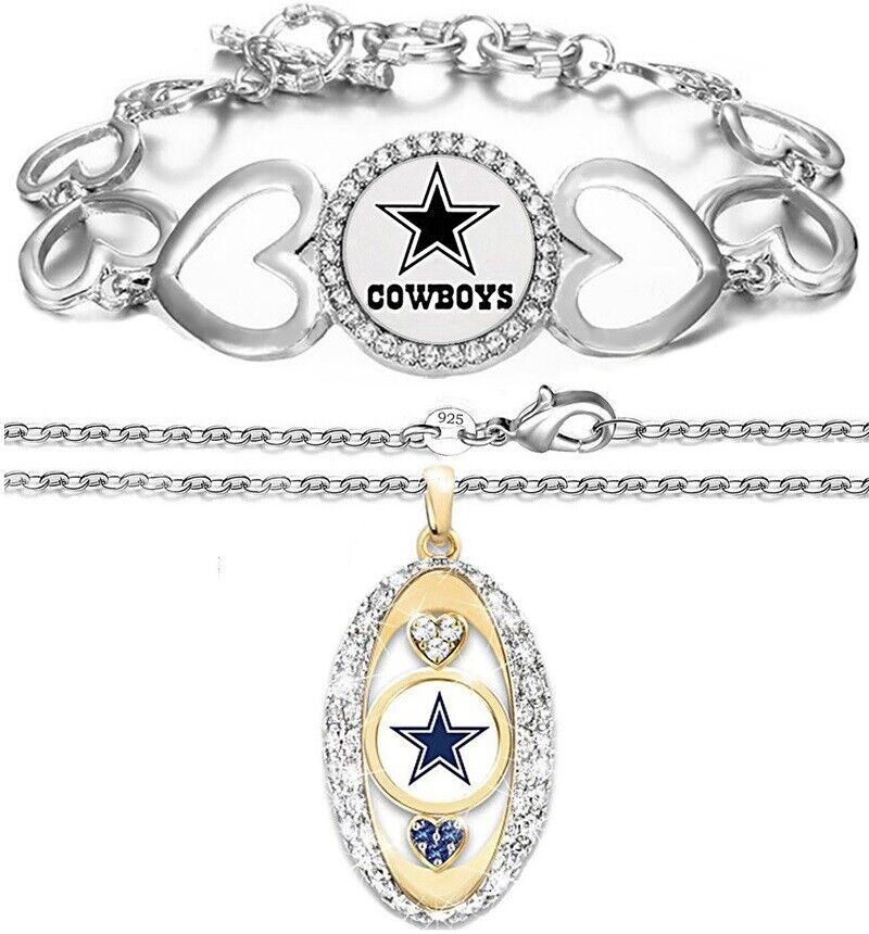 Speciall 2 Pc Gift Set Dallas Cowboys Womens Necklace With Bracelet D7D27