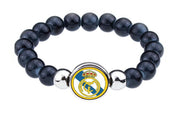 Real Madrid Adjustable Expandable Black Beaded Bracelet Soccer Futbol D1