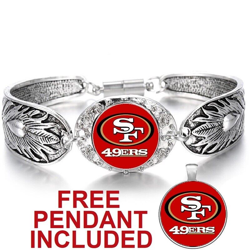 New San Francisco 49Ers Women'S Sterling Silver Bracelet Gift W Gift Pkg D3