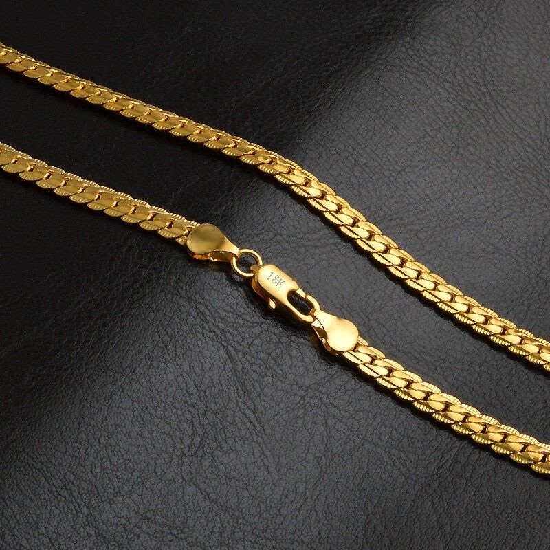 18k Yellow Gold Womens Bold Cuban Curb Link Chain Stylish Necklace D517R