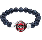 University Of Georgia Bulldogs Womens Mens Black Bead Chain Bracelet Gift D1