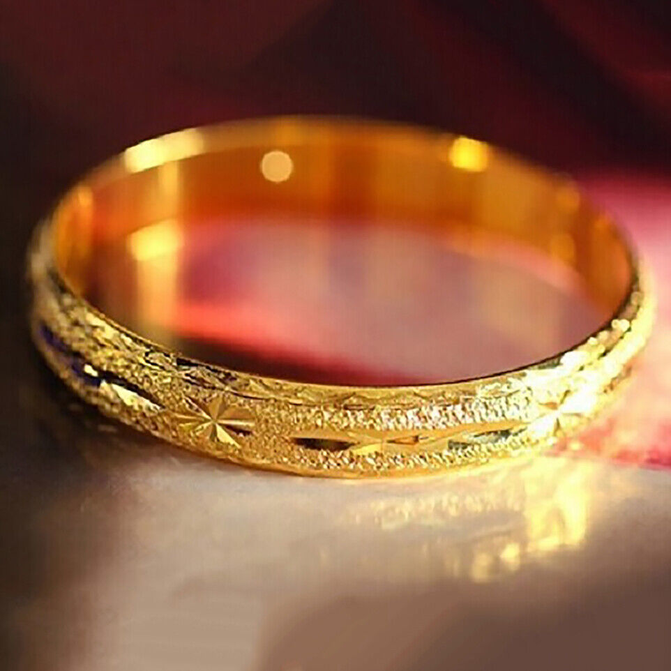 24k Yellow Gold Bangles Bracelets Womens Wide Italian Cut Design wGift Pkg D257