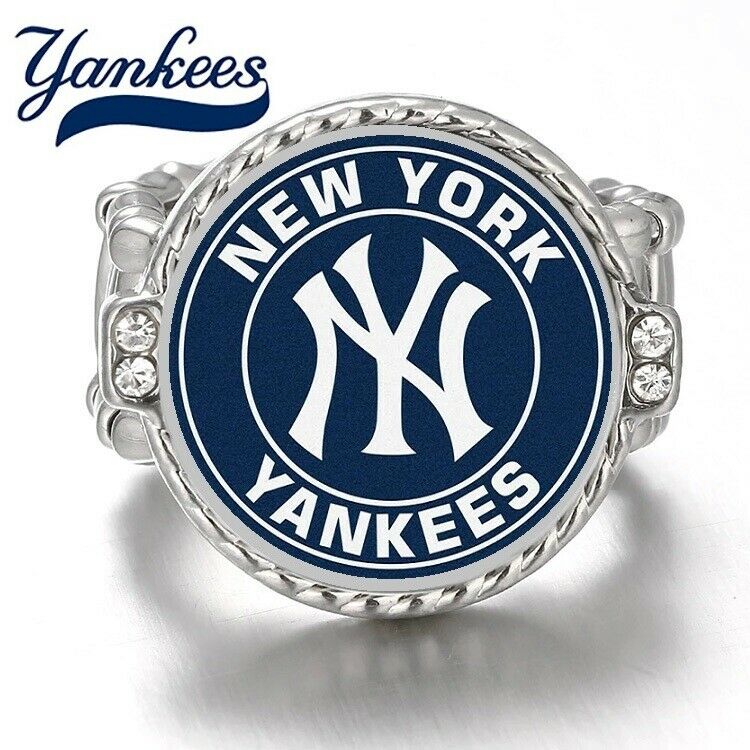 Special New York Yankees Women'S Adjustable Silver Ring W Gift Pkg D12