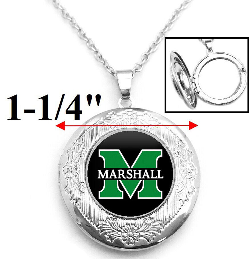 Marshall Thundering Herd Womens Sterling Silver Link Chain Necklace Locket D16