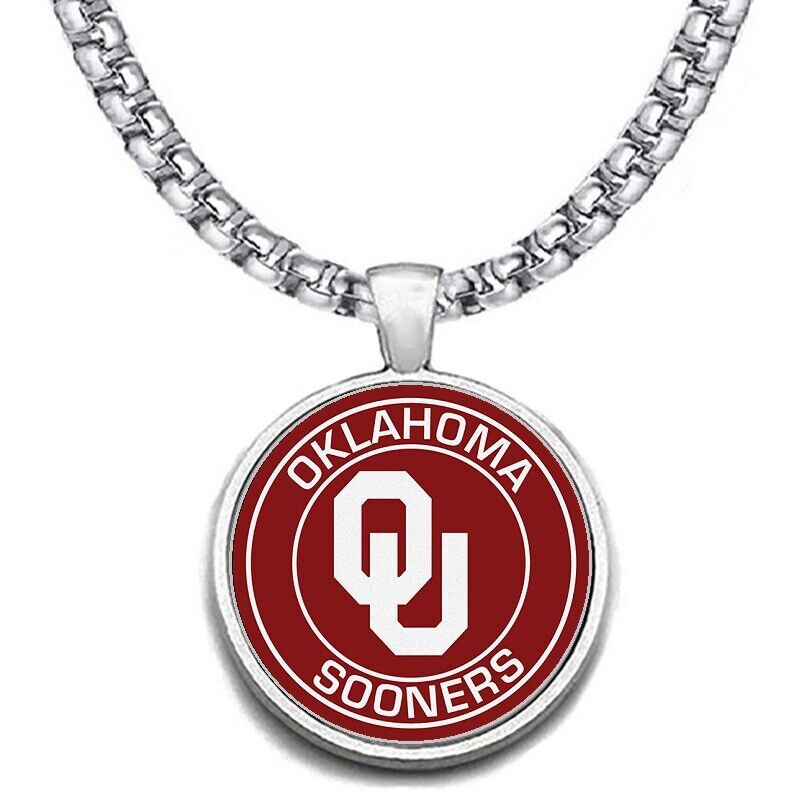 Large Oklahoma Sooners 24" Chain Stainless Steel Pendant Necklace Free Ship' D30