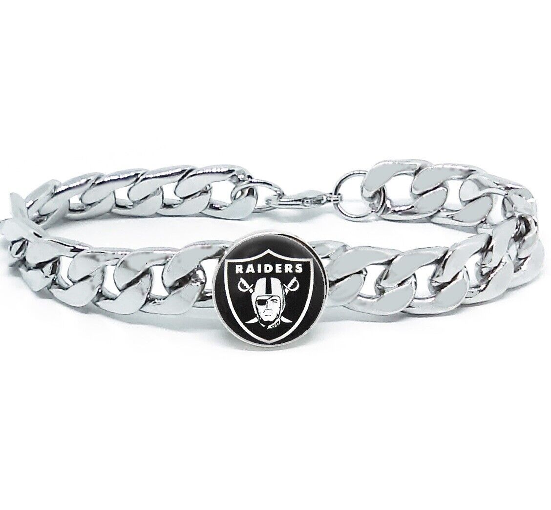 Special Las Vegas Raiders Stainless Womens Mens Link Chain Bracelet W Gift Pg D4
