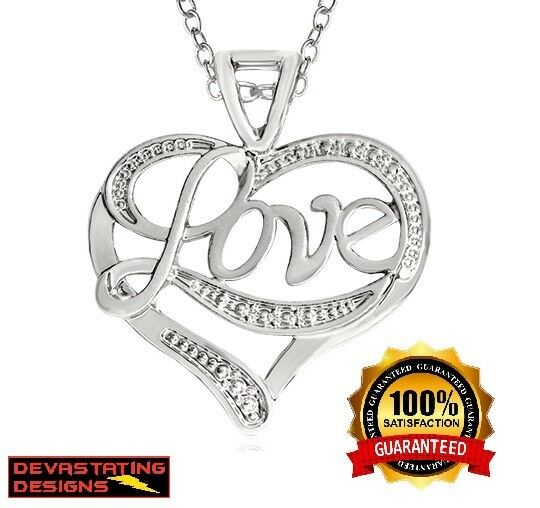 Mothers Sweetheart Silver Necklace Womens Love Heart Link Necklace wGiftPg D546