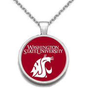 Washington State Cougars Womens Mens 925 Sterling Link Necklace With Pendant A1
