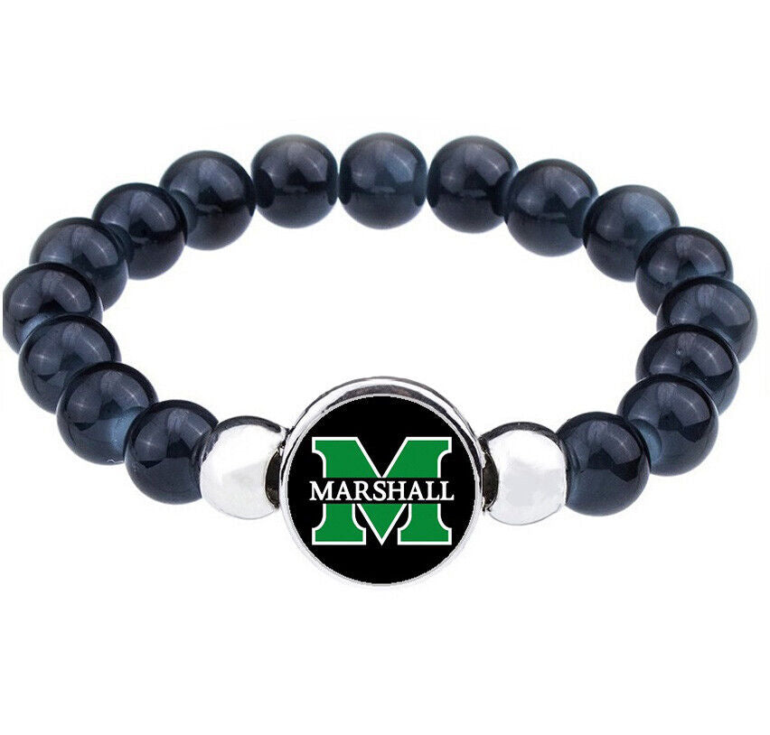 Marshall University Thundering Herd Womens Men Black Bead Chain Bracelet Gift D1