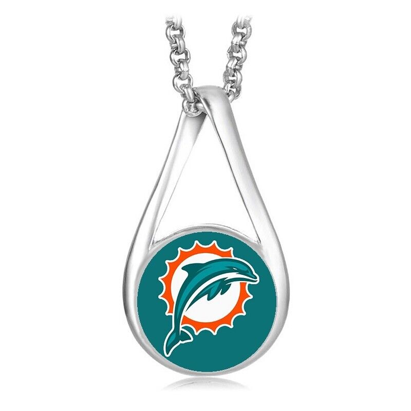 Miami Dolphins Womens Sterling Silver Link Chain Necklace With Pendant D28