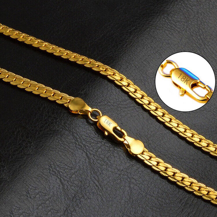 18k Yellow Gold Mens Women's 5mm Wide Link Chain 20" Inch Necklace wGiftPkg D517