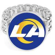 New Style Los Angeles La Rams Silver Mens Womens Ring Fits All Sizes W Giftpg D2