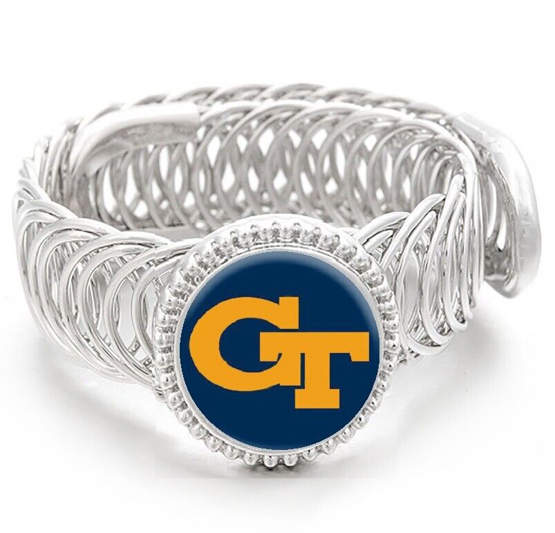 Gt Georgia Technical College Mens Silver Adjustable Chain Bracelet Jewelry D11