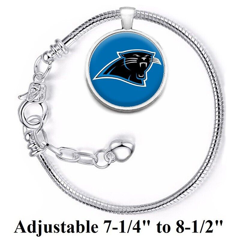 Carolina Panthers Silver Womens Link Bracelet W Gift Pkg D10