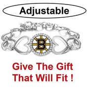 Boston Bruins Hockey Team Womens Silver Bracelet W Gift Pkg D27
