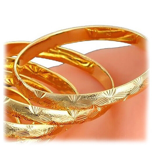 18k Yellow Gold Women's Opulent Starburst Design Bracelet Bangle + GiftPkg D226G