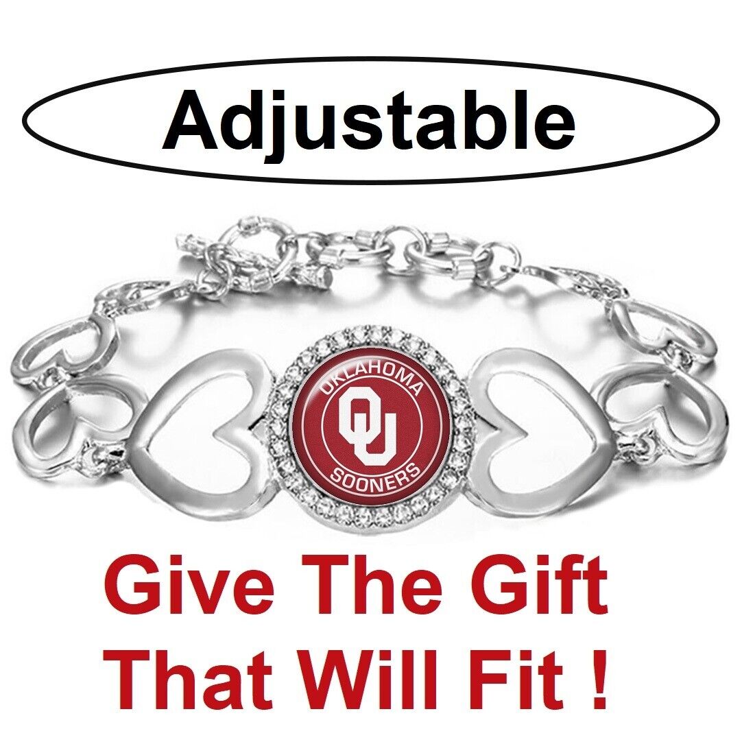 University Of Oklahoma Sooners Womens Silver Link Bracelet W Gift Pkg D27